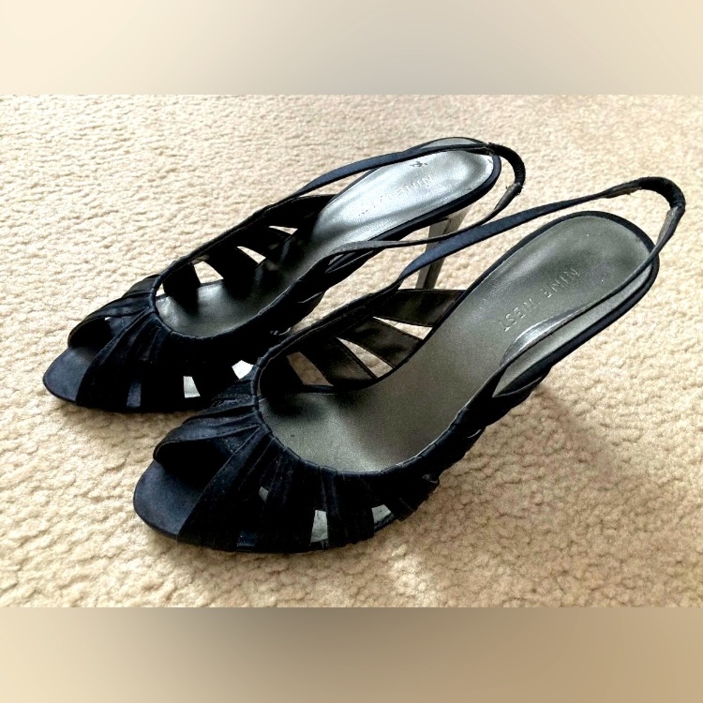 Nine West Black Slingback Heels 7.5 — Beautiful Shoes for Wedding/Formal Party
